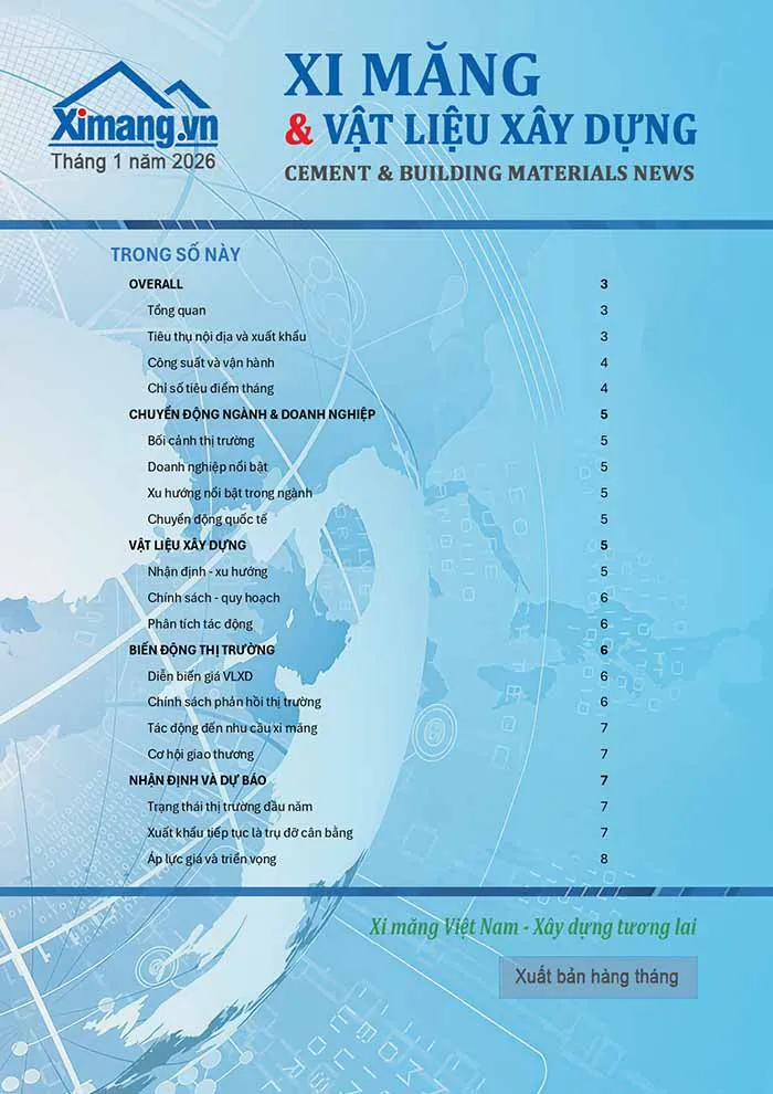 Ra mắt Bản tin xi măng & VLXD th&aacute;ng 01/2026: Nhịp độ vận h&agrave;nh v&agrave; c&aacute;c chỉ số thị trường đầu năm.
