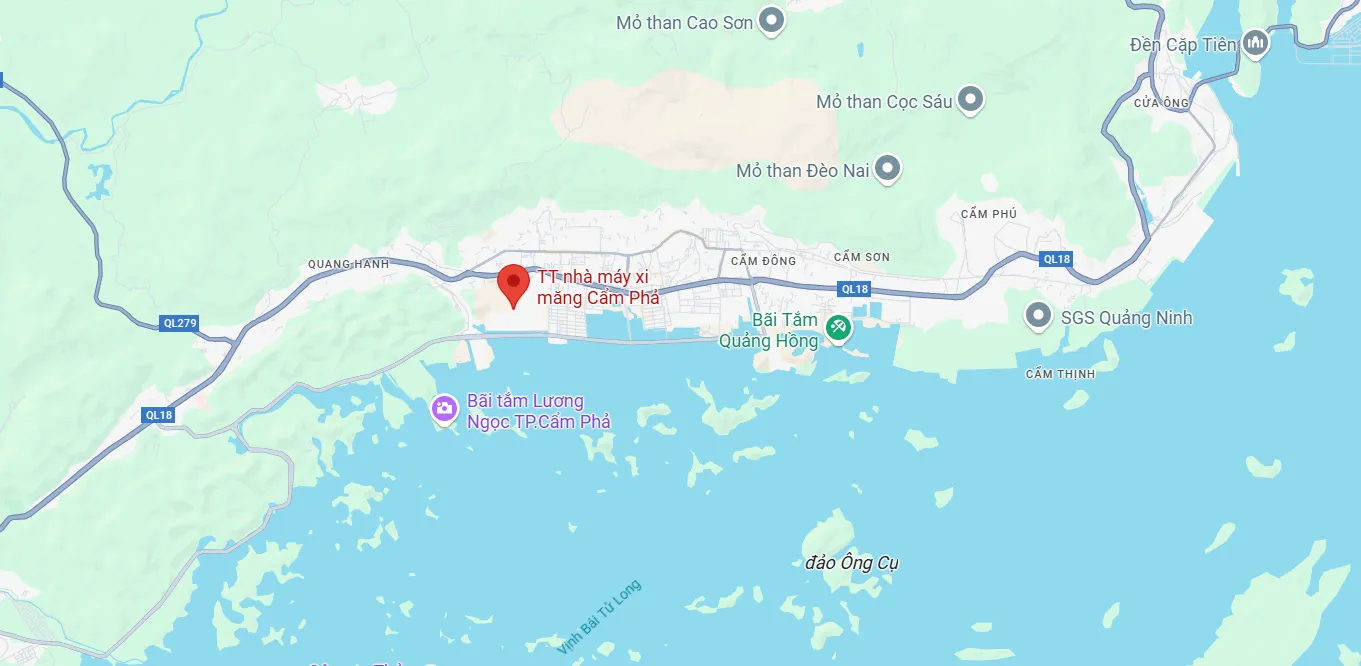 Vị trí nhà máy xi măng Cẩm Phả trên bản đồ