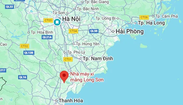 Vị tr&iacute; nh&agrave; m&aacute;y xi măng Long Sơn tr&ecirc;n bản đồ